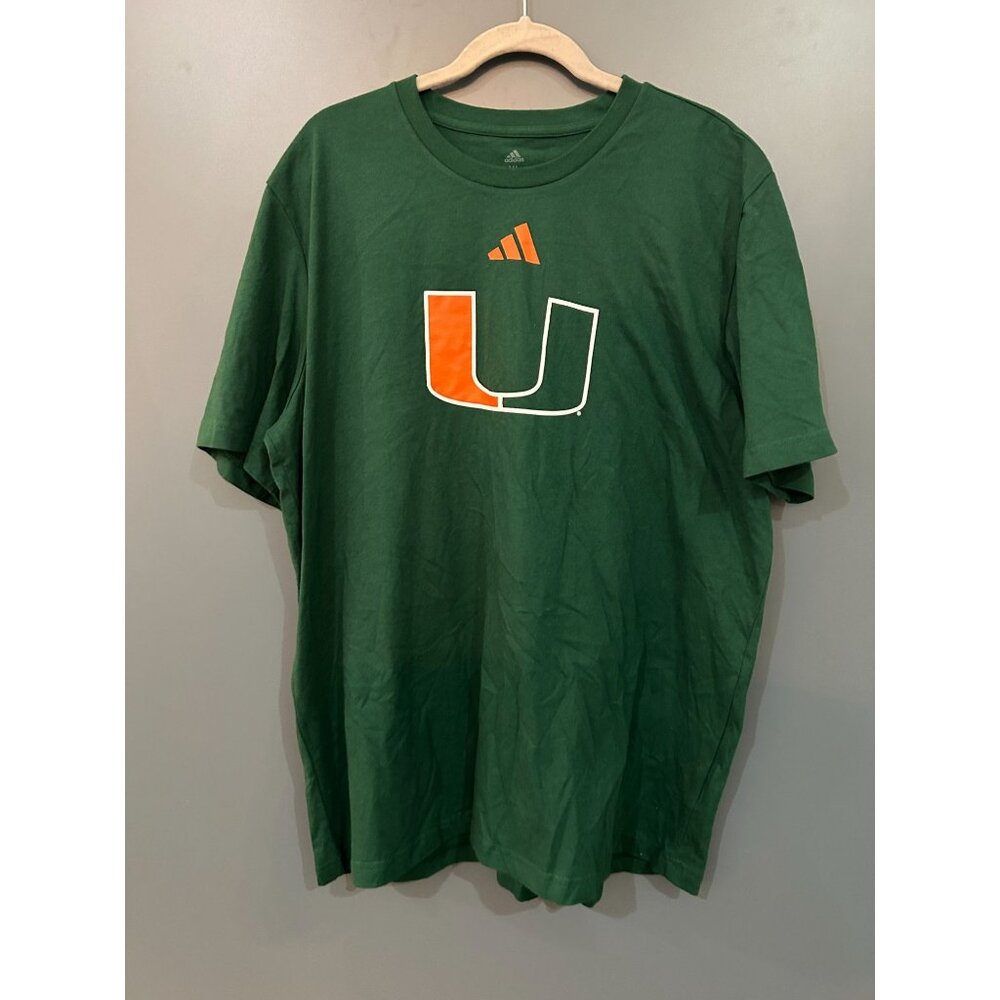 NWT Men's Adidas Green Miami Hurricanes Logo Fresh T-Shirt, Size: XL - Picture 2 of 5